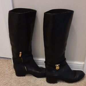 Michael Kors Elegant Black  Leather Knee-High Women's Boots